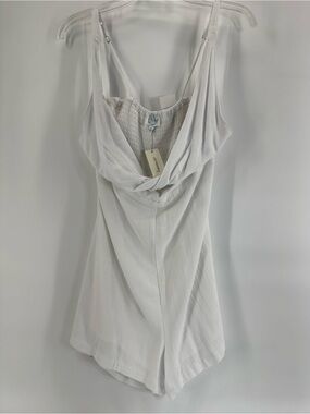 ⚙️ 3For$30 ⚙️ Blue Rain White Women's Romper Skort with Draped Neckline